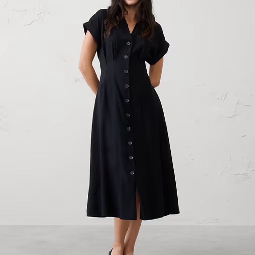 NWT Banana Republic Elegant Black Button-Down Dress